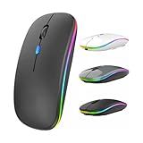 Mouse Sem Fio Recarregável Óptico Wireless Led Rgb Ergonômico Colorido Usb 2 4 Ghz Para Notebook Computador Pc Desktop Premium REALIZA ECOMM Preto