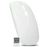 Mouse Sem Fio Rgb Óptico 3200dpi Usb Wireless 2 4ghz Recarregável Computador Notebook Pc Tv Smart Branco 