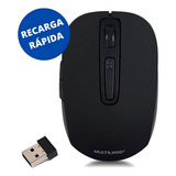 Mouse Sem Fio Usb Recarregável 1600dpi Mo277 Multilaser Cor Preto