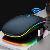 Mouse Sem Fio Wireless Bluetooth Recarregável Led Rgb 2 4ghz Cor Preto