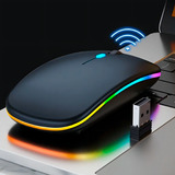 Mouse Sem Fio Wireless Recarregável Led Rgb 2 4ghz Cor Preto