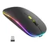 Mouse Wireless Recarregável Led Colorido Sem Fio Sortido Cor Preto