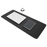 MousePad Desk Pad Eddias Em Couro Ecologico 90x40cm Porta Copos Preto 