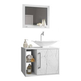 Móveis Bechara Baden Móveis Para Banheiro De 60cm De Largura 46cm De Altura E 45cm De Profundidade Com Pia Colorida Branco E Móveis Branco Carrara