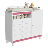 Móveis Bela Cômoda Organizadora De Roupas Com Gavetas Gaveteiro Quarto Bebe Baby Multiuso Organizador Com Pés Regulagem De Altura Escritório Porta Com Trocador Cor Rosa
