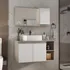 Moveis Joia Gabinete Armario Banheiro Virtus 80cm Puxador Aluminio Cor Da Pia Branca Cor Do Móvel Madeirado Branco