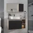 Móveis Joia Gabinete Armario Banheiro Virtus 80cm Puxador Aluminio Cor Da Pia Branca Cor Do Móvel Madeirado Preto