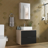 Moveis Joia Rubi 60 Móvel Para Banheiro 48x60x40cm Cor Marrom Claro E Preto
