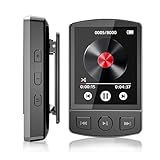 MP3 Music Player MP3 Player Bluetooth Música Digital Portátil Bluetooth FM Som Sem Perdas HiFi Suporte TF Card De Até 128 GB Preto Função De Clipe Traseiro FBA