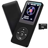 MP3 Player 32 GB Com Alto-falante FM Rádio Fone De Ouvido Portátil HiFi Som Sem Perda MP3 Mini Player Gravador De Voz E-Book HD Tela 1-8 Polegadas Preto Suporta Até 128 GB