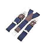 Mr Fashion Suspensórios Masculinos Adultos Em Forma De Y Com 3 Presilhas Suspensórios Elásticos Calças Sociais Suspensórios De Smoking 02 Pontos Brancos E Azul Marinho Tamanho Único