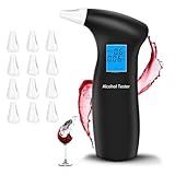 Mr-Twinklelight Bafômetro- Testador De álcool Portátil Com Visor Digital LCD Azul- Detector De álcool De Alta Precisão- Desligamento Automático Para Uso Pessoal E Profissional -12 Bocais Reutilizáveis