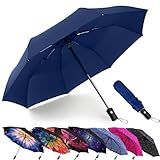 MRTLLOA Guarda Chuva De Viagem Compacto à Prova De Vento Para Chuva Leve Portátil Forte Guarda Chuva Dobrável Para Mulheres E Homens 107 Cm Azul Marinho 