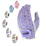 MRX BOXING FITNESS Luva Feminina De Golfe Couro Macio Cabretta Ajuste Regular Luvas De Golfe Femininas Mão Esquerda Roxa Medium
