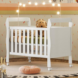 Ms Maciel Signorini Berço Soninho Multifuncional Mini Cama Com Grade De Proteção Removível E Rodízios Para Quarto De Bebê Menino E Menina Cor Branco