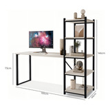 Ms Maciel Signorini Escrivaninha Mesa Home Office Estilo Industrial Para Escritório Com Espaço Para Computador E Pratelerias Cor Branco Fit