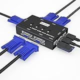 MT VIKI KVM Switch VGA Interruptor KVM De 4 Portas Para 4 Computadores Compartilhe Um Monitor Teclado E Mouse 3 Hub USB 2 0 4 Cabos VGA KVM Preto
