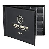 MUDOR Coin Collection Holder Album For Collectors 240 Pockets Coin Collection Book Supplies Black 