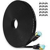 MUKSIRON Cabo Ethernet Cat6 30 5 M Externo E Interno Cabo De Rede LAN Fino E Longo Fio De Computador De Alta Velocidade Cat 6 Liso Com Clipes E Conectores Rj45 Para Roteador Modem 30 5 M Preto