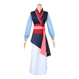 Mulan Princess Cosplay Costume, Vestido Azul Para Meninas