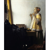 Mulher Com Colar De Pérolas 1664 De Vermeer Tela 51cm X 42cm