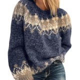 Mulheres Crewneck Fair Isle