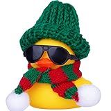MuMyer Enfeites De Carro Pato Inverno- Acessórios Decoração Painel Borracha Com Mini Chapéu- Óculos Sol E Cachecol -B20-