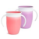 Munchkin Miracle 360 Copo Para Treinamento Com Alças à Prova De Derramamento 200 Ml Pacote Com 2 Rosa Roxo