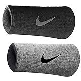 Munhequeira Nike Grande Dri Fit Dupla Face Preto Com Cinza Preto Cinza R1