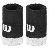 Munhequeira Para Tênis Tenista Wilson G Longa 02 Unidades Cor Preto Branco