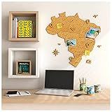 Mural De Cortiça Adesivo Mapa Do Brasil 10 Pins Especiais 57x58cm