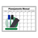 Mural Planejador De Metal Mensal 60x40cm 2caneta 1apagador