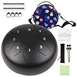 Musfunny Kit De Bateria De Língua De Aço 8 Notas 15 24 Cm Instrumento De Percussão De Tambor Chave C Com Bolsa Livro De Música 2 Mallets Pano De Limpeza Para Meditação Entretenimento Educação Musical Concerto Ioga
