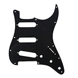 Musiclily 11 Furos Escudo SSS Pickguard Strato Para Guitarra Fender EUA Mexicana Made Stratocaster Standard Estilo Moderno 1 Camada Preto