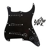 Musiclily 11 Furos SSS Pickguard Pré Cabeado Escudo ST Completo Com 3 Captadores Single Coil Para Guitarra ST 3 Camadas Preto