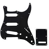 Musiclily Kit Escudo SSS Pickguard Com Tampa Traseira Para Guitarra Fender EUA Mexicana Made Stratocaster Standard Estilo Moderno 1 Camada Preto