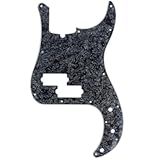 Musiclily Pro 13 Furos Estilo Moderno Escudo Baixo Pickguard Para Americana Precision Bass 4 Cordas 4 Camadas Preto Perolado