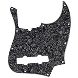 Musiclily Pro 5 Cordas 10 Furos Escudo Baixo Contemporâneo Pickguard Para Fender Americana Jazz Bass, 4 Camadas Branco Perolado