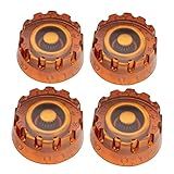 Musiclily Pro Métrico Serrilhado Grosso 18 Estrias Knobs Speed Para Guitarra Epiphone Les Paul Sg, Ambar(4 Peças)