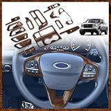 Muslogy Conjunto Para Maverick 14 Peças Kit De Acabamento De Decoração De Interiores Sobreposições De Volante Console Central Interruptor De Janela Tampa De Porta Interna Compatível Com Ford Maverick 2022 2023 (grão De Madeira Escuro)