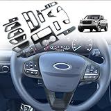 Muslogy Conjunto Para Maverick 14 Peças Kit De Acabamento De Decoração De Interiores Sobreposições De Volante Console Central Interruptor De Janela Tampa De Porta Interna Compatível Com Ford Maverick 2022 2023 Grão De Madeira Preta 