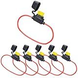 MUYI Kit De Porta Fusíveis Em Linha Com 6 Unidades 14Awg Fio De Pigtail À Prova D Água Com Fusíveis De Lâmina Padrão De 20A Atc Ato