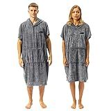 MWTA Poncho De Surf Para Homens E Mulheres Com Capuz Roupão De Secagem Rápida 80 Microfibra Poliéster Toalha De Praia Com Bolso Externo Ao Ar Livre Surf Natação Banho Viagens Acampamento Piscina Cinza 