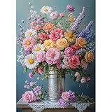 MXJSUA Kits De Pintura De Diamante De Flores Em Vaso Para Adultos Kits De Arte De Diamante De Flores 5D Para Iniciantes Kits De Pintura De Pedras De Cristal De Broca Completa DIY Para Decoração De