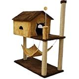 MY PET BRASIL Arranhador Para Gatos Arranhador Casinha Com Rede Arranhador Pet Resistente Bege