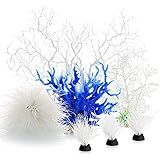 MyLifeUNIT Plantas De Aquário Pacote Com 7 Enfeites De Coral Artificial Para Decorações De Tanque De Peixes Branco 