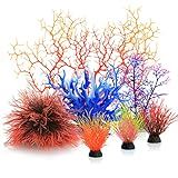 MyLifeUNIT Plantas De Aquário Pacote Com 7 Enfeites De Coral Artificial Para Decorações De Tanque De Peixes Multicoloridos 