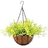 Mynse Cesta De Pendurar Na Parede Com Flores Artificiais De Seda Para Pendurar Plantas Falsas Decoração De Jardim De Casa Cesta Grande E Flores Artificiais 