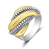 Mytys Anéis De Declaração De Ouro E Prata Para Mulheres Com Design Entrelaçado De Arame Banhado A Ouro 14 K Anel De Prata índice Anéis De Dedo Joias De Fantasia- Latão- Sem Pedra Preciosa