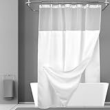 N-Y HOME Cortina De Chuveiro Longa De Trama Waffle Com Forro De Tecido De Encaixe E Conjunto De 12 Ganchos - 180 X 198 Cm- Estilo Hotel E Janela Superior De Malha- Lavável Na Máquina- Repelente De